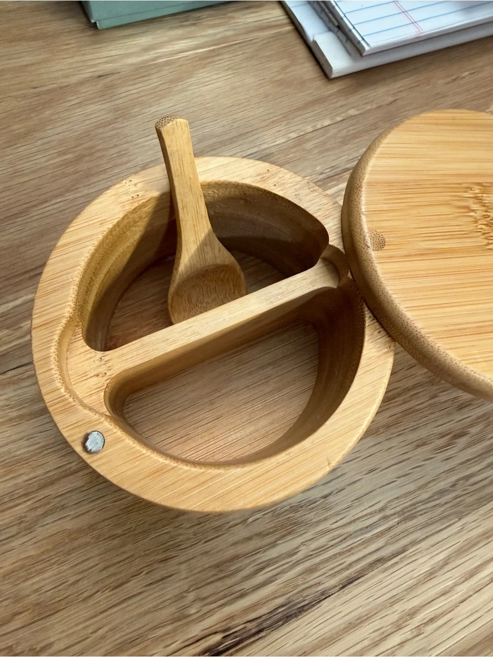 Natural Bamboo Storage Jar with Lid - Light Wood Color